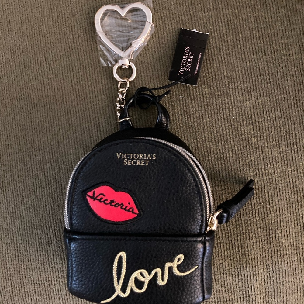 Victoria's Secret Black Mini Backpack Keychain